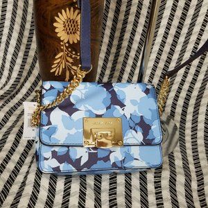 Michael Kors Tina Small Clutch Blue Floral Crossbo